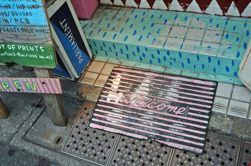 Tokyo: welcome mat, clothes shop