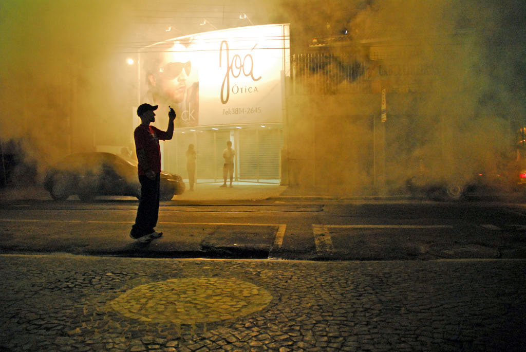 Sao Paulo: smoke from the wheel spin'