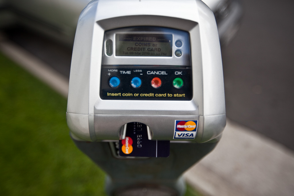 Bel Air: credit cards accepted at this branded parking meter