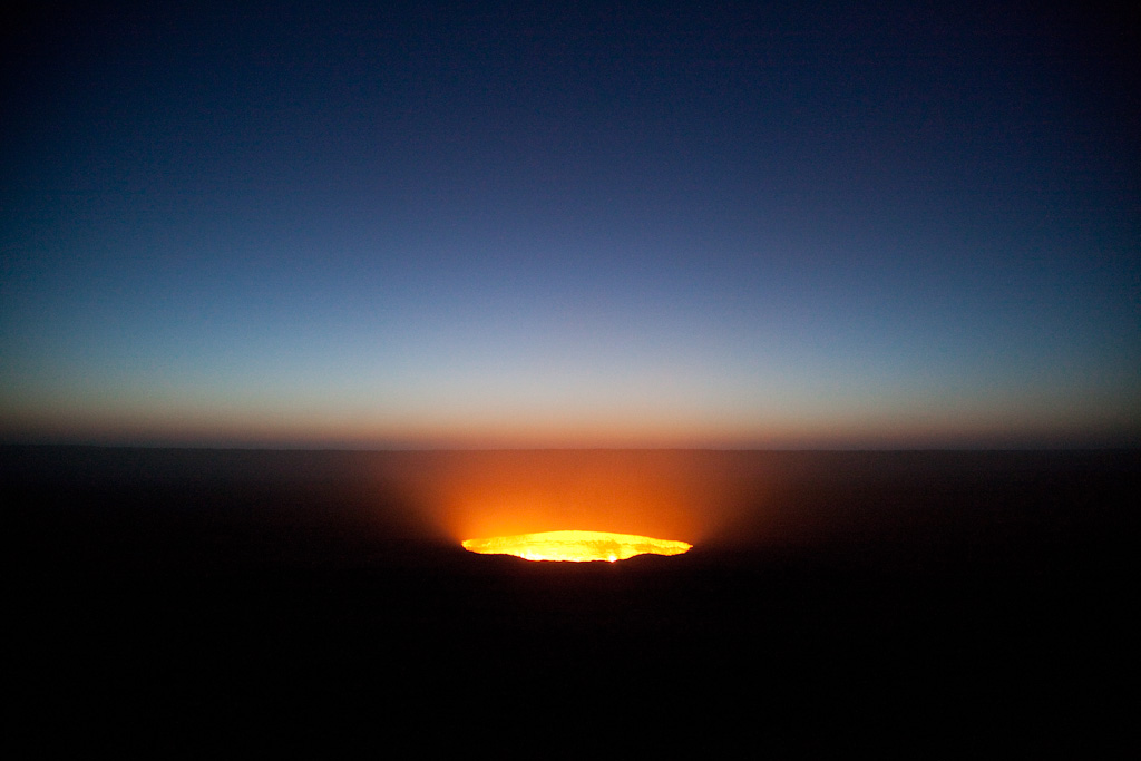 Darvaza: gas crater at dawn
